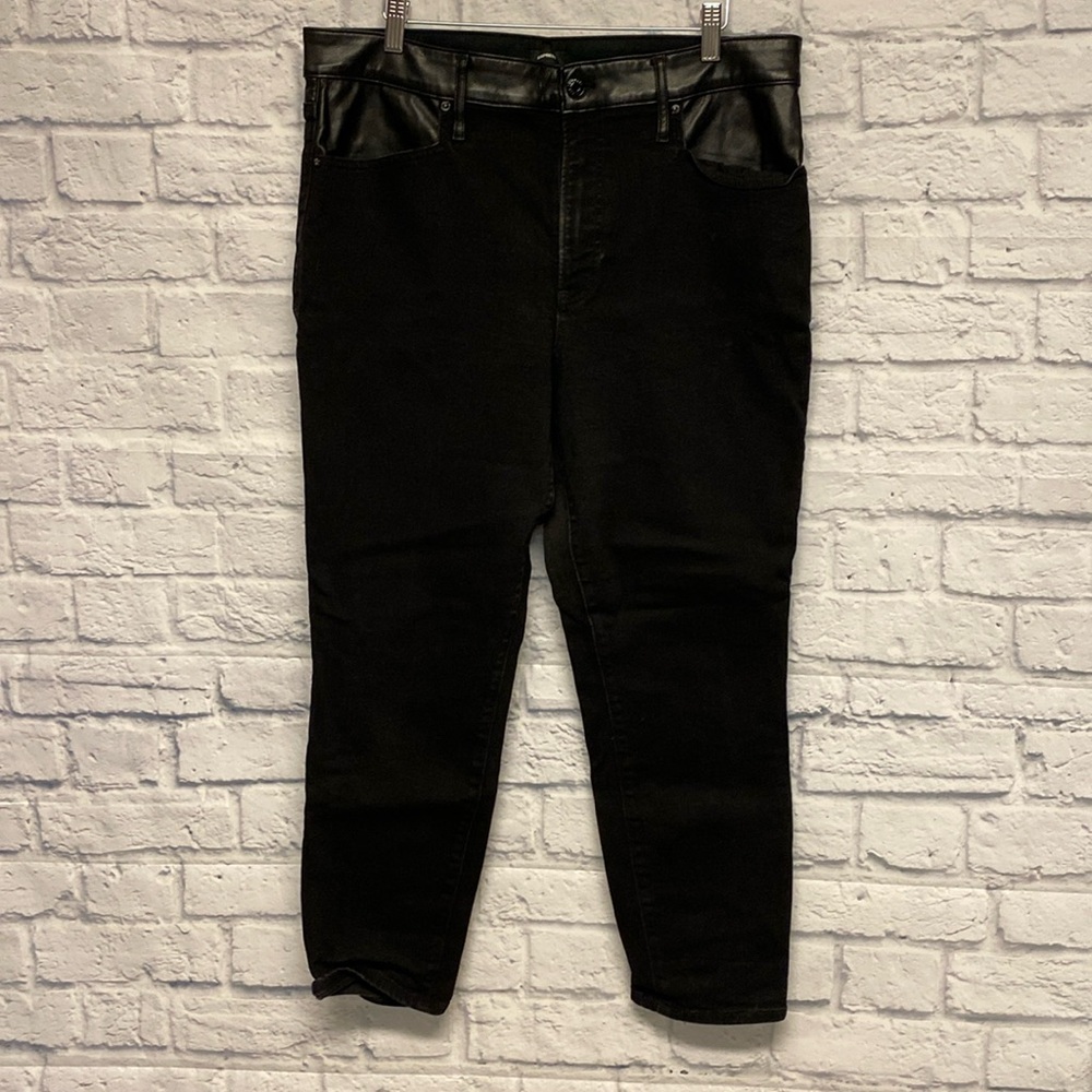 Express High Waisted Faux Leather Skinny Jeans Size 14S